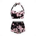 thumbnail image 3 of Yuyamidu Comfortable Tankini Bathing Suits with Bottom Adjustable Strap High Waist Bikini Set Size M Cherry Blossom Tie Closure Swimsuit Summer Pool Party Clothes, Set of 2, 3 of 6