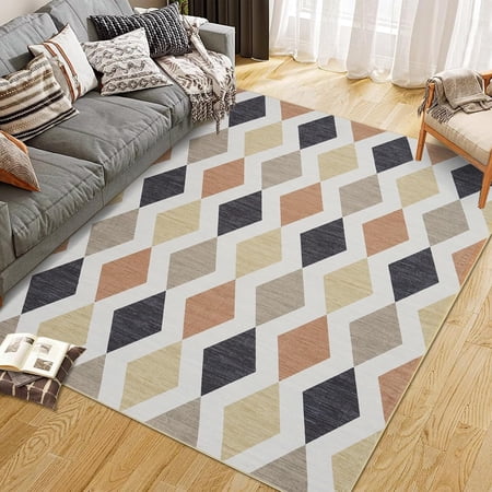 8x10 Washable Area Rug - Non-Slip Backing - Floral Green for Living Room Bedroom
