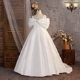 thumbnail image 6 of HAYIMI Child Elegant Girls Party Dress With Satin Bodice Summer Sleeveless Bow Detail Off The Shoulder Lightweight Wedding Style Tween Lovely Dresses, 6 of 8