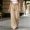 Khaki, variant on Women Solid Color Tie Elastic Waist Long Pants, Loose Casual Trousers with Side Pockets, Daily Walking Vacation Pants Khaki XL(XL)