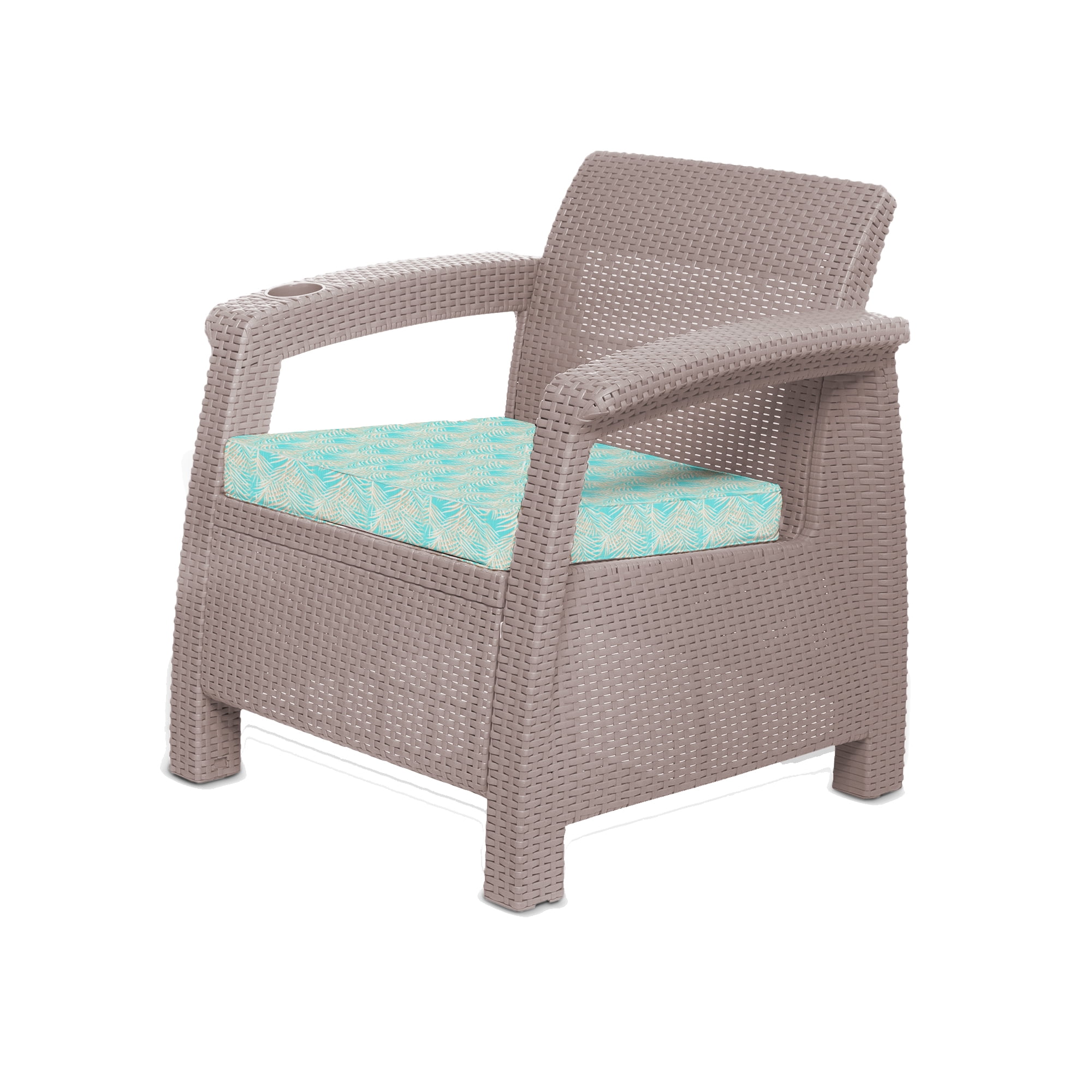 MQ Ferrara Outdoor Patio Chat Set with Cushions, 3 Piece in Beige