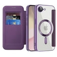 thumbnail image 3 of for iPhone 16e Case, Support Magnetic Wireless Charger, Slim Fit Flip Protective PU Leather Wallet Case with RFID Blocking Card Slot Build-in Len Protector for iPhone 16e, Purple, 3 of 7