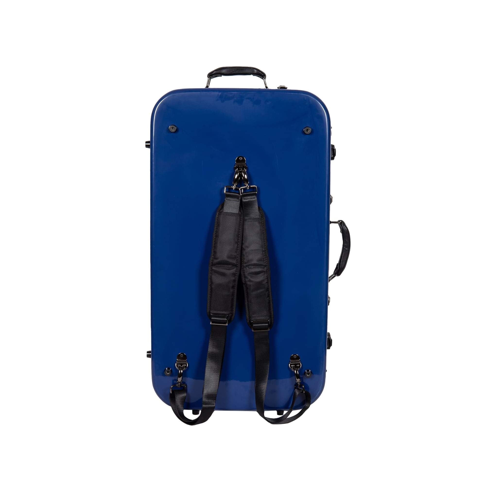Crossrock Fiberglass Double Case with TSA Lock for Two Concert/Tenor Ukuleles-Navy Blue