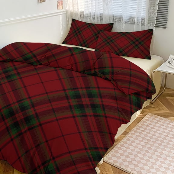 Red Colored Diamond Grid Bedding Set Couple Bedclothes Pillowcase Customized Home Textiles Bed Set for Bedroom Decoration