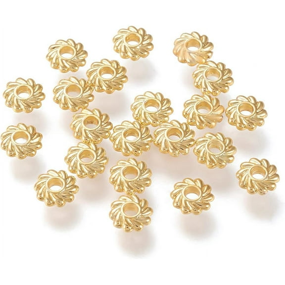 150PCS 18K Real Gold Plated Spacer Beads Flower Metal Spacer Beads for Jewelry Making Findings and Craft Work 4.8x1.5mm (Hole: 1.2mm)