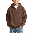 thumbnail image 2 of Xdegoge Boys Quarter Zip Hoodie Long Sleeve Waffle Knit Sweatshirts Casual Fall Winter Fashion Trendy Youth Pullover Tops 3-14 Years, 2 of 9