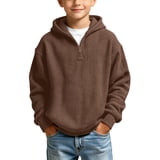 LONKITO Waffle Hoodies for Boys Half Zipper Pullover Hoodie Solid Color ...