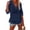 Navy #003, variant on Women's Beach Linen Gauze Tops Summer Long Sleeve Deep V Neck Shirts Boho Loose tunic Oversized Blouses, S