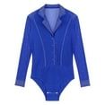 thumbnail image 4 of Mens Latin Tango Dance Performance Leotard Costume Lapel Collar Sheer Mesh Ballroom Dancewear Sparkly Rhinestone Bodysuit, 4 of 6
