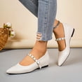 thumbnail image 5 of Women's Ballet Mary Jane Flats 2026 Casual Versatile Pointed Toe Buckle Strap Flats Summer Novel Trendy Comfortable Ballerina Shoes for Work Walking Beige 9, 5 of 9