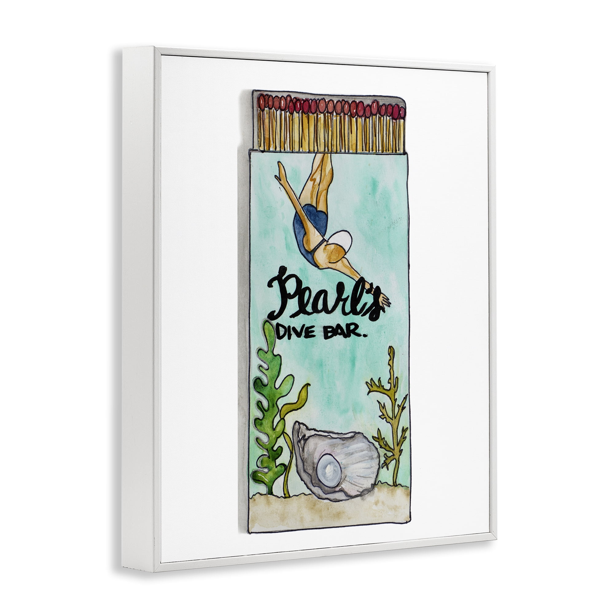 Stupell Industries Pearl Dive Matchbook White Framed Giclee Art, design by Nola James