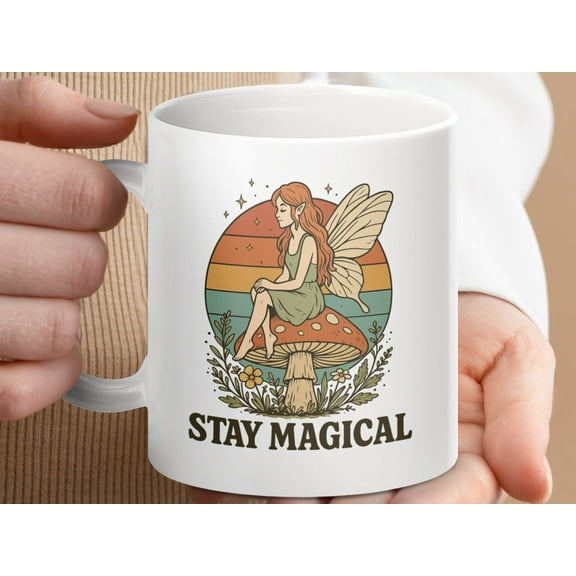 Fairy Mug, Retro Mushroom Cottagecore Coffee Cup Gift