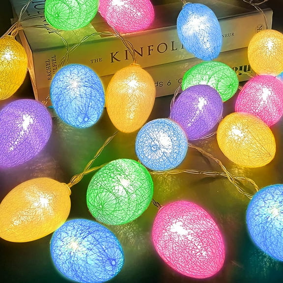 Velvet Easter String Lights Decorations, 20 LED 10 Ft 3D Easter Egg Lights Garland Battery Operated Colorful Fairy Lights, Easter Decorations Indoor Home Tree Easter Decor