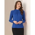 thumbnail image 4 of DARING DIVA Chiffon Blouse for Women's Long Sleeve Work Shirt XL Royal Blue, 4 of 6