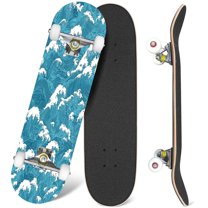 31'' Complete Skateboard 7 Layer Canadian Maple Double Kick Deck Skateboards waves japanese style Skate Board for Beginner Adult Gifts