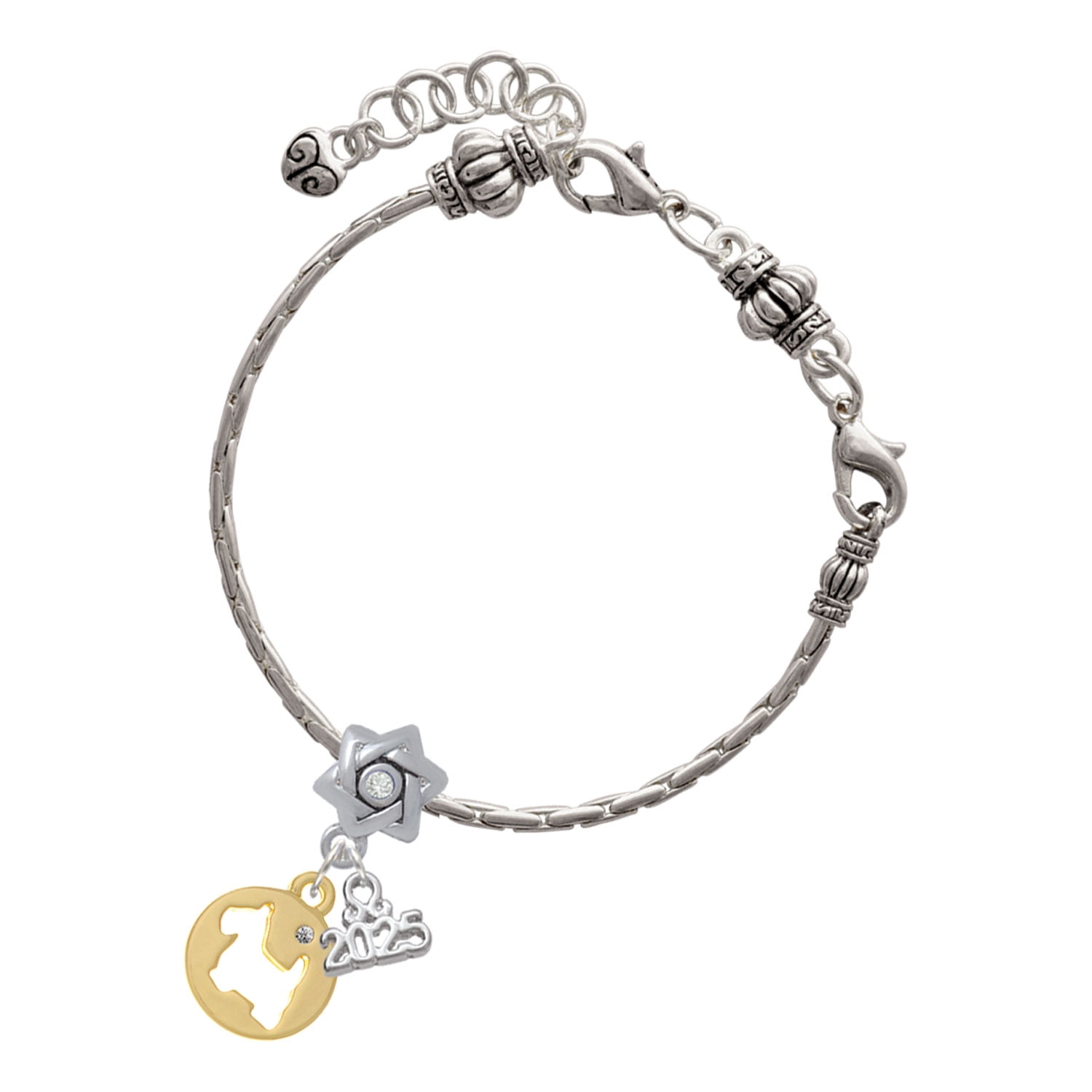 Delight Jewelry Gold-tone Scottie Dog Silhouette - Silver-tone Clear Star of David Charm Bead Dangle with Mini 2025