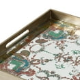 thumbnail image 3 of Miki 20 Inch Square Decorative Tray, Artisan Mirrored Damask Pattern, Gold, 3 of 5