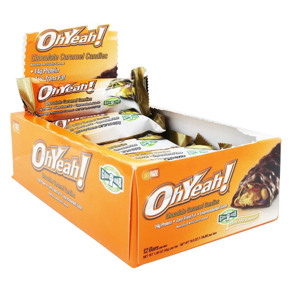 Oh Yeah! Chocolate Caramel Candies Protein Bars, 1.59 oz, 12 count