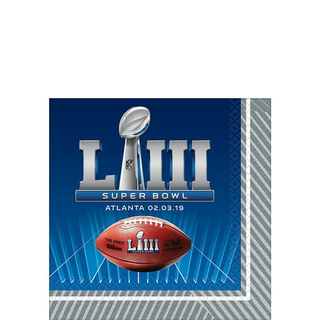 Amscan 2019 Super Bowl LIII 53 Football Party 10in Beverage Napkins, 16