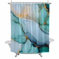 thumbnail image 2 of Marble Texture Shower Curtain for Bathroom Decor, Teal Blue Gold Gradient Crack Modern Waterproof Fabric Shower Curtain, 66"x72" Set with 12 Hooks, 2 of 9