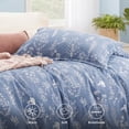 thumbnail image 5 of 3 Pieces Blue Floral Comforter Sets, 1 Botanical Flowers Reversible Comforter and 2 Pillow Shams, King Size, 5 of 10