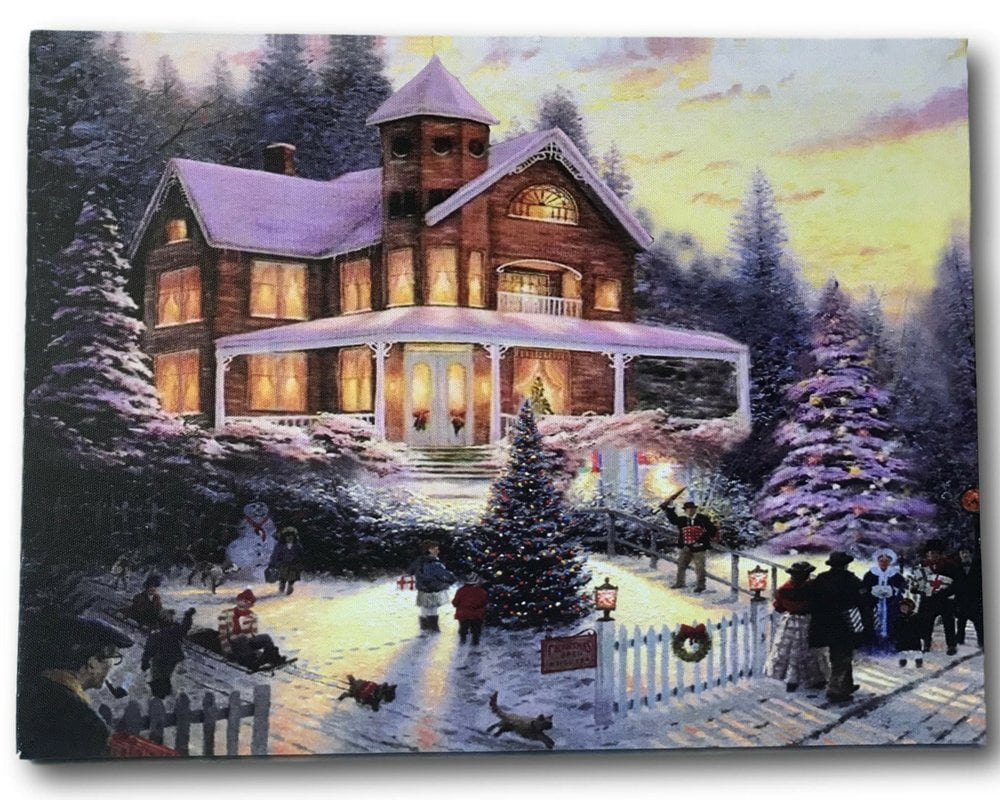 Christmas LED Wall Art Winter Scene with a Victorian
