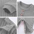 thumbnail image 6 of Agkizg Unisex Baby Ribbed Knit Romper, Long Sleeve Crew Neck Wooden Button Jumpsuit, Soft Stretchy Infant Fall Play Coverall, 6 of 6