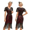 thumbnail image 4 of IDOPIP 1920s Flapper Dresses for Women Great Gatsby Dresses Sequin Fringed Roaring 20s Cocktail Dress, 4 of 5
