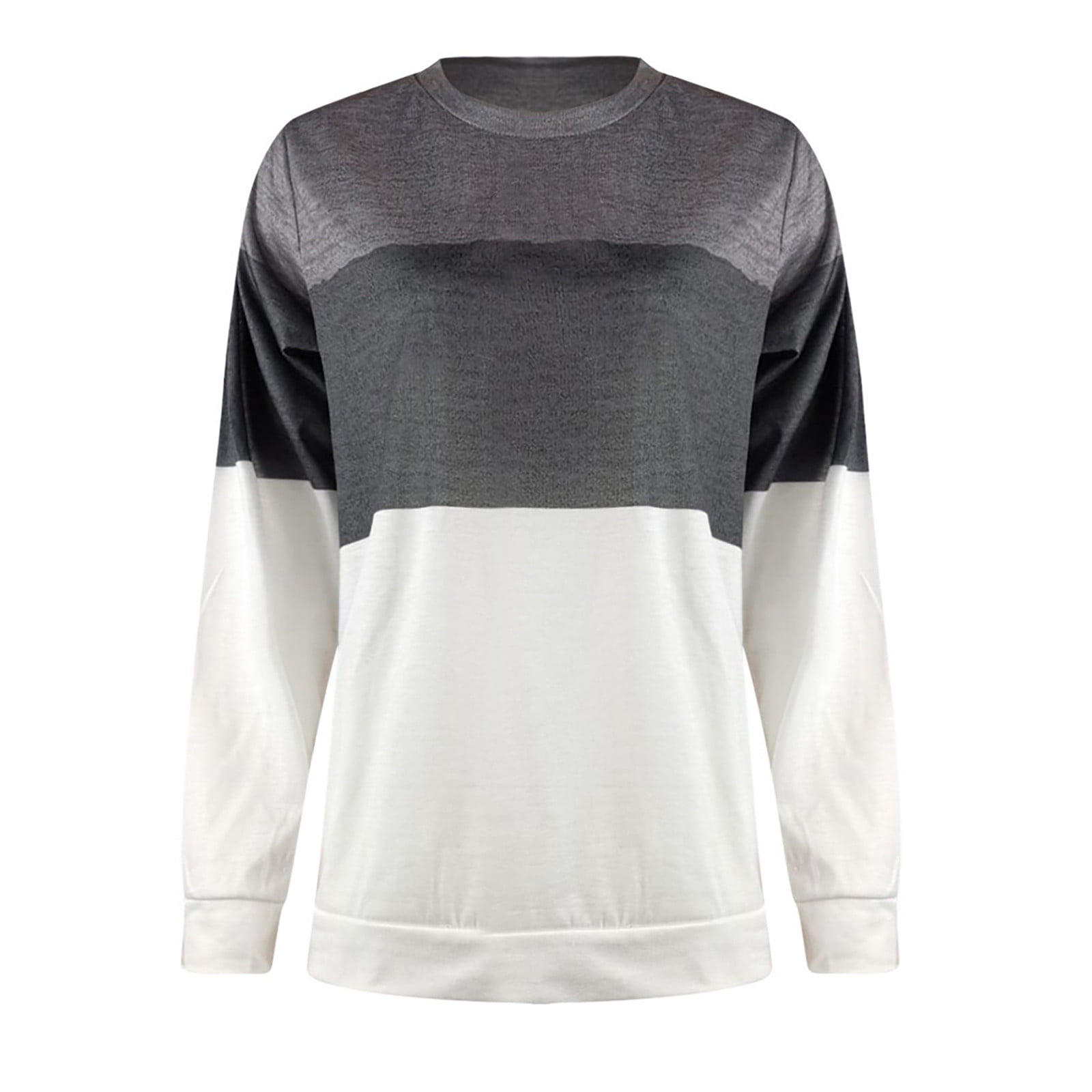 SGYH Womens Casual Colorblock Crewneck Long Sleeve Pullover Sweatshirt Splice Tops Blouses 