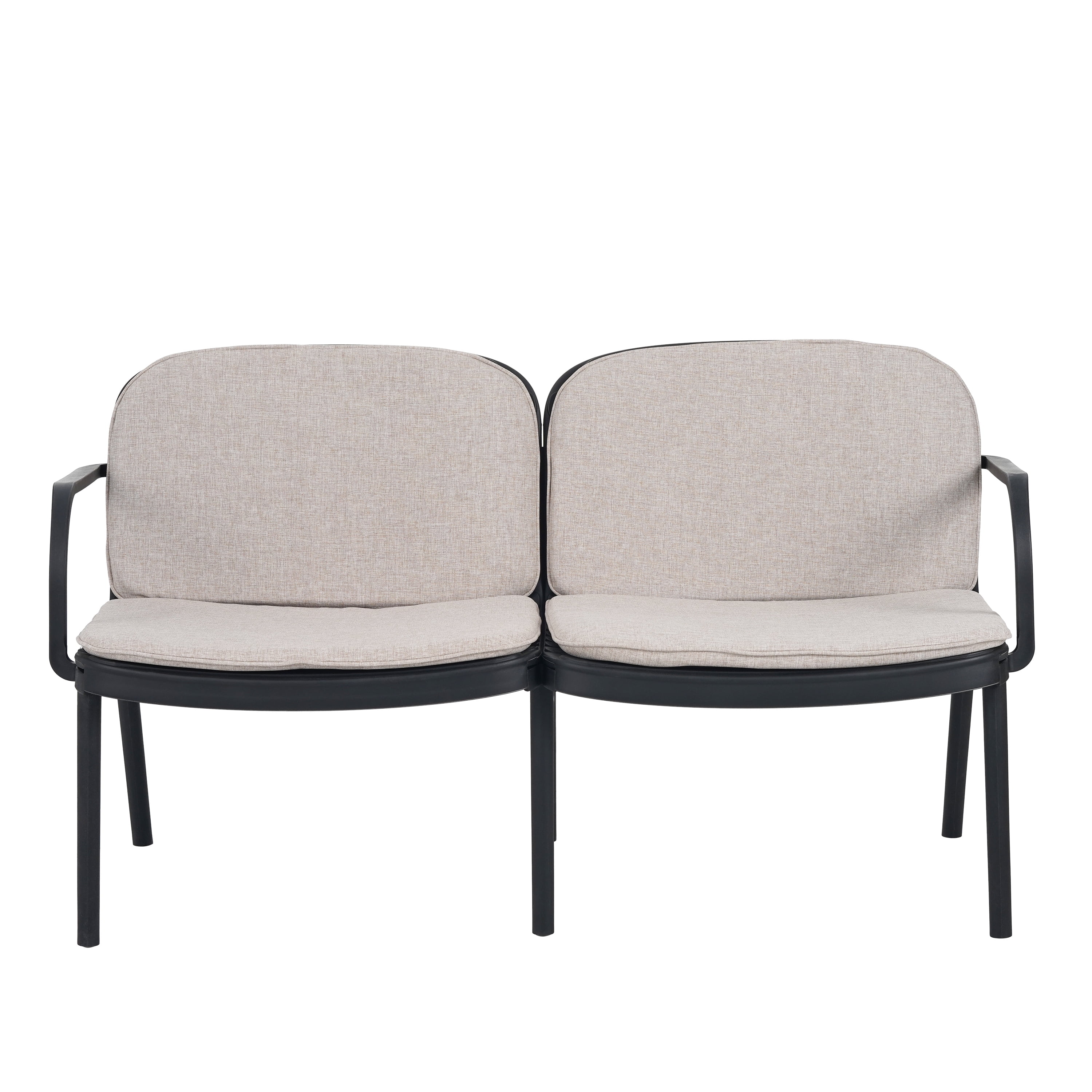 Outdoor PP Frame Patio Loveseat for Garden Balcony Deck, Black