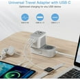 thumbnail image 5 of Universal Travel Plug Adapter with 4 USB Ports(1 USB C) and Multiple Plug Options, Double Fuse, White and Gray, 5 of 7
