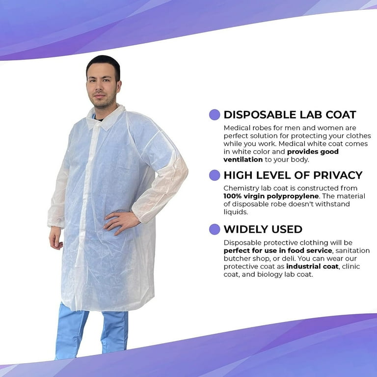 Lab Coats AMZ Medical Supply White Disposable Lab Coat, X-large