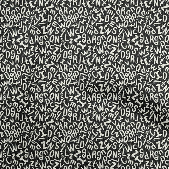 oneOone Polyester Spandex Black Fabric Alphabet Sewing Fabric By The Yard Printed Diy Clothing Sewing Supplies 56 Inch Wide