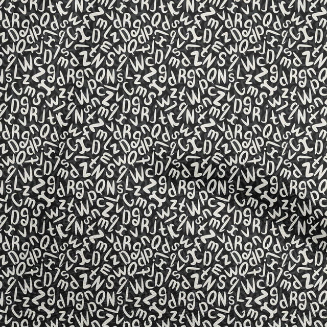 oneOone Tissu Popeline de Coton Noir Alphabet pour Robe Tissu Imprimé au Mètre 42 Pouces de Large