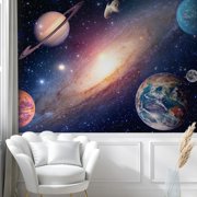 Idea4wall 4pcs Interstellar Cloud Star Galaxy Stick Wallpaper Removable Wall Murals Large Wall Stickers for Home Decoration, 72x96
