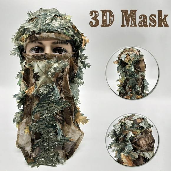 Hunting Full Face Mask 3D Camouflage Head Cover Sneaky Leaf Hat Cap !