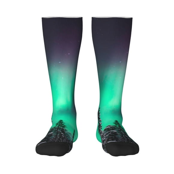 Easygdp Northern Lights 2 Prints Sport Knee High Socks Soccer Socks Calf Compression Athletic Socks for Men and Women