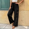 thumbnail image 2 of CAIXIA Capris Pants for Women Cut Out Summer Casual Loose Flowy High Waisted Smocked Palazzo 2026 Lounge Beach Cropped Trousers, 2 of 7