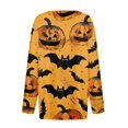 thumbnail image 5 of Camiseta de manga larga de Halloween para mujer: Top informal con estampado festivo de calabaza y murciélago, 5 of 5