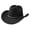 Black, variant on Women Men Western Cowboy Hat, Wide Brim Panama Jazz Fedora Hat with Star Studded Leather Band & Adjustable Drawstring, Vintage Retro Hat for Country Concert Ranch Beach Travel Outdoor Accessory