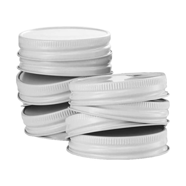 Bearachild 1 Juego de tapas de boca estándar, Material de hojalata, buen rendimiento de sellado con junta de silicona, tapas duraderas para Almacenamiento y organización del hogar Blanco 86MM