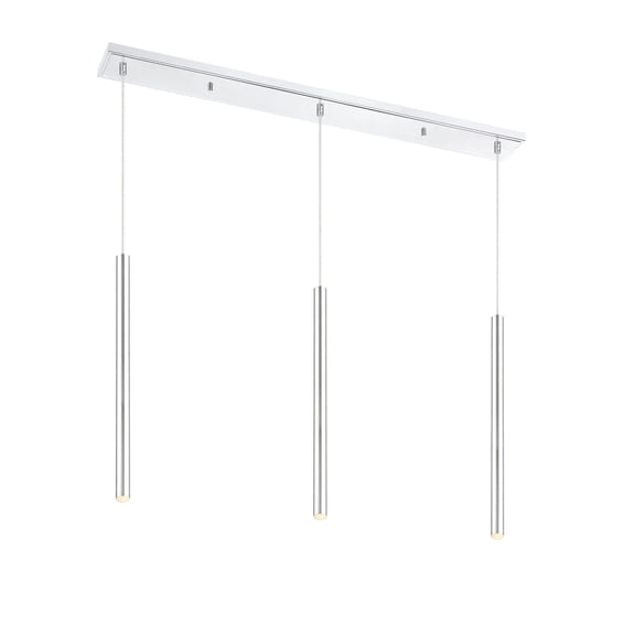 Z-Lite Forest 3 Light Modern Steel LED Island Pendant in Chrome