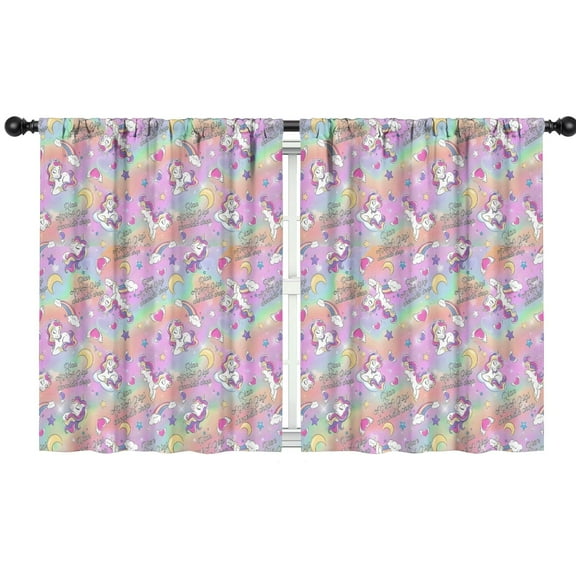 Blackout Kids Curtains,Colorful Cartoon Unicorn Pattern Childrens Insulated Curtains Set Of 2,Bedroom Essentials,Toddler Room Decor 42"x54"