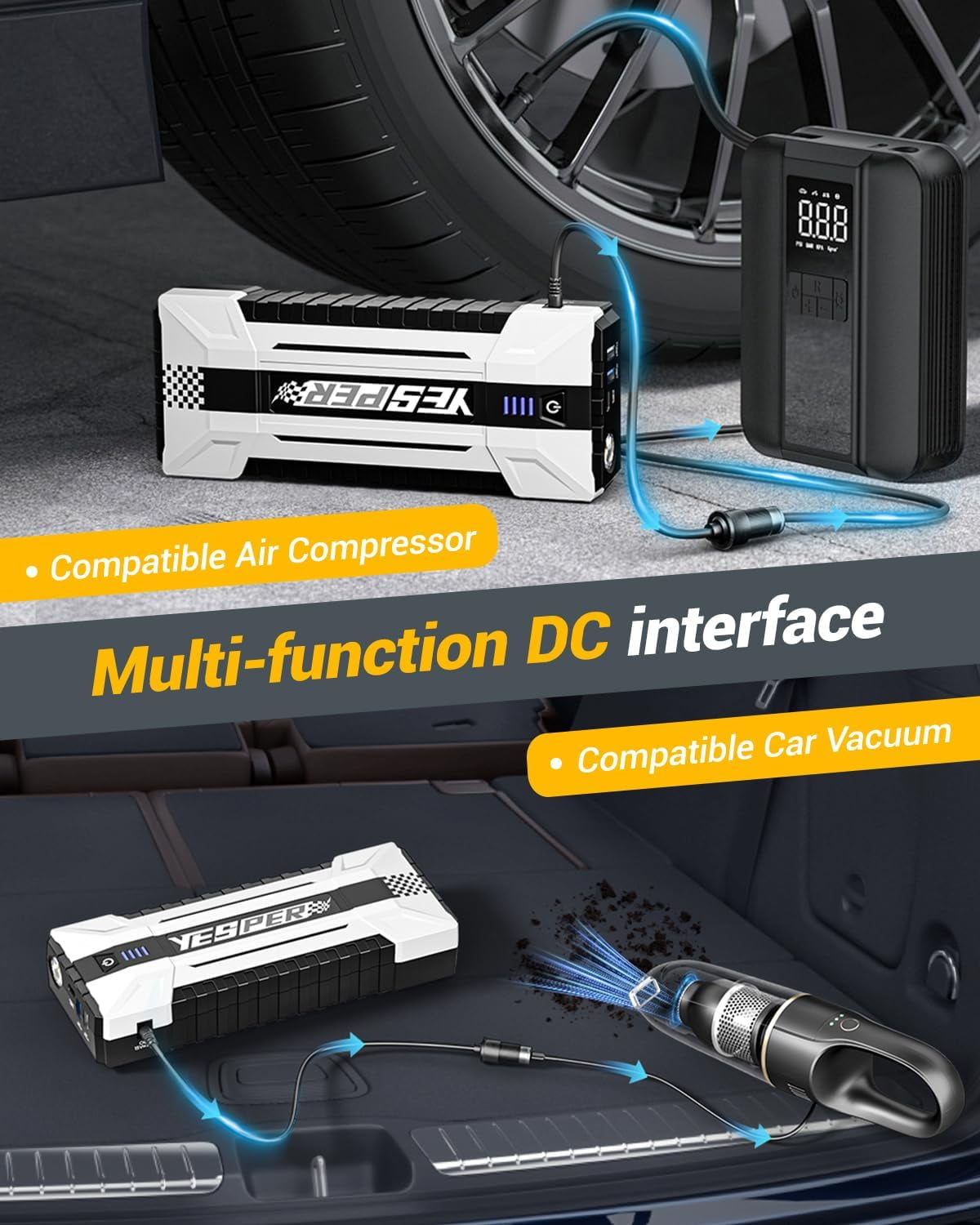 YESPER Car Jump Box ,4120A Peak Jump Box Starter For Car,ALL Gas and Up to 10.0L Diesel Engine, Powerful 12V Jump Pack With Power Bank/Quick Charge/LED Light