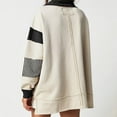 thumbnail image 3 of Taqqpue Women's Oversized Sweatshirt Lapel Collared V Neck Shirts Pullover Color Block Striped Long Sleeve Tops, 3 of 6