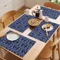 thumbnail image 5 of Navy Blue Spring Floral Placemats Set of 4 Modern Abstract Art Farmhouse Place Mats Indoor Wipeable Table Mats Washable Cloth Dining Table Placemats for Kitchen Holiday Party Home Decor 13x19 Inch, 5 of 9