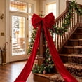 thumbnail image 4 of Oversized Christmas Tree Topper Bow, Extra Large Velvet Wreath Bow for Holiday Decor, Giant Red Bow for Gift Wrapping and Party Decoration, 4 of 8