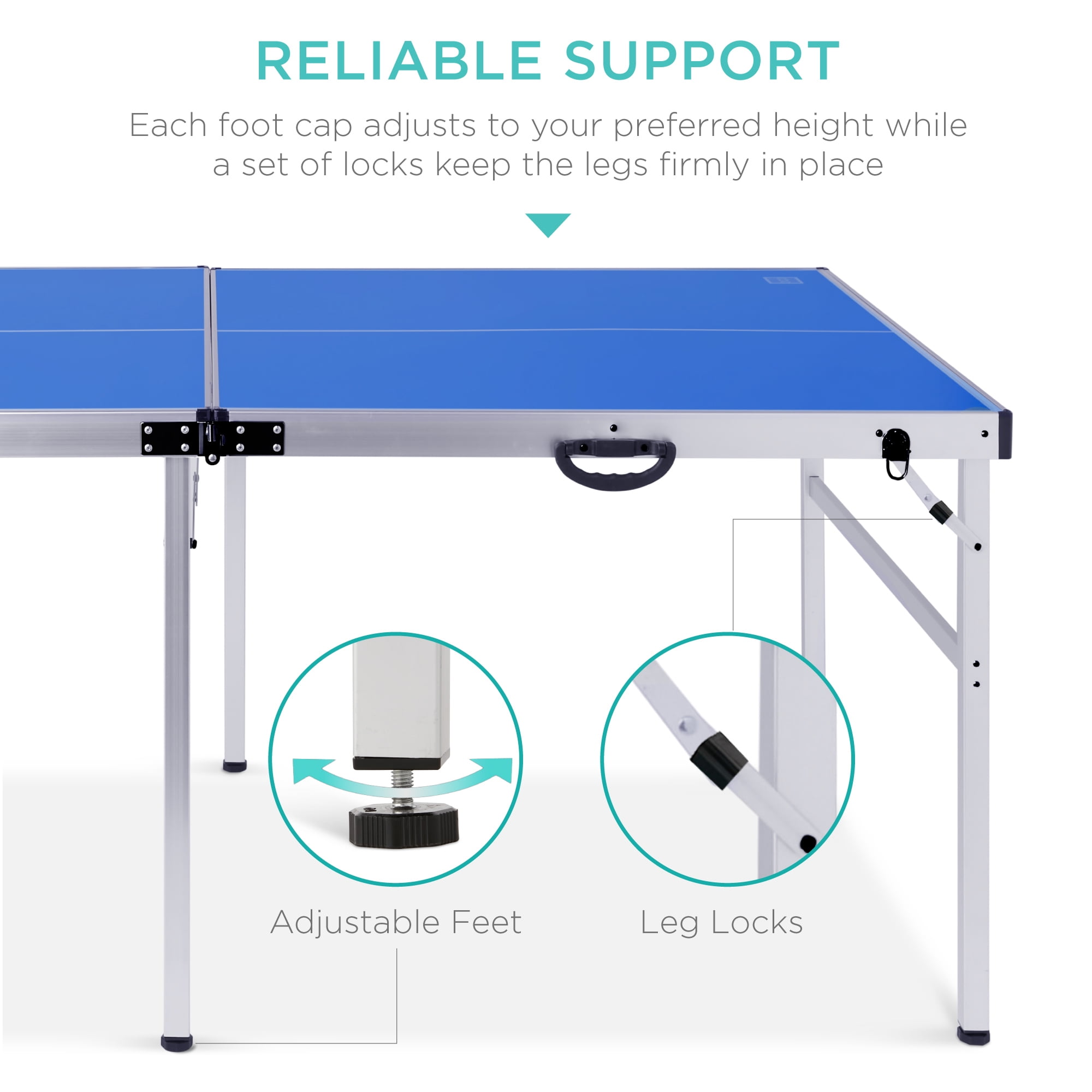 Best Choice Products 6x3 Foot Portable Ping Pong Table, Folding Mid-Size Indoor Outdoor Table Tennis Set - Blue