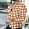 thumbnail image 2 of Txeol Men's Button Down Plaid Shirt Casual Long Sleeve Lapel Checkered Dress Shirts Regular Fit Work Tops Orange S, 2 of 9
