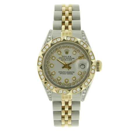 Rolex Mother Of Pearl Bracelet - Pre-owned Rolex Ladies Datejust White mother of pearl Diamond Bezel Two Tone 26mm